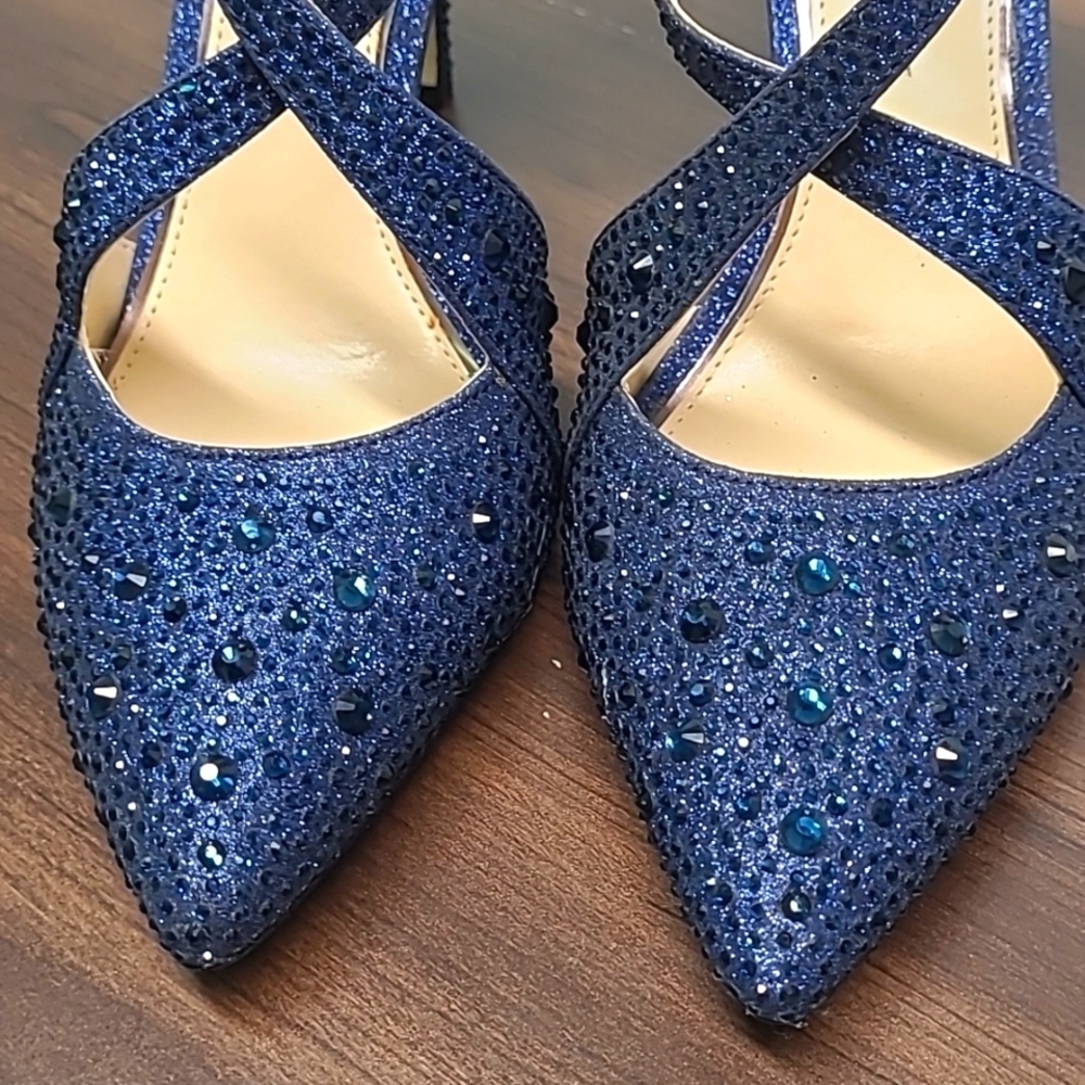 Jessica Simpson Navy Sparkle Heels - Picture 2 of 10